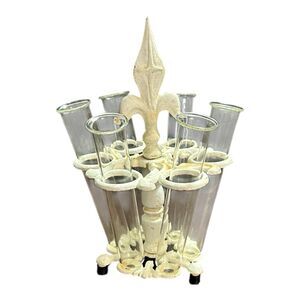 Painted Iron Stand w/ 6 Glass Bud Flower Vase Tubes Propagation